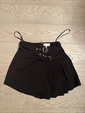 by the way. Black Pleated Skort with Buckle Belts